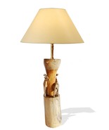 West African Style Hand Carved Teak Wood Wildlife Deer Love Table Lamp -... - $299.00