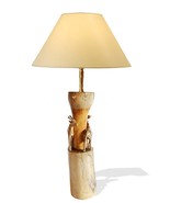 West African Style Hand Carved Teak Wood Wildlife Deer Love Table Lamp -... - £233.53 GBP