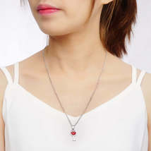 Red Enamel &amp; Silver-Plated Wine Cup Pendant Necklace - £10.44 GBP