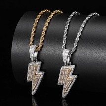 Hot Selling Lightning Hip Hop Pendant Micro-inlaid Zircon Hip Hop Fashio... - $17.99