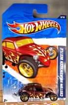 2011 Hot Wheels #99 Heat Fleet 9/10 Custom Volkswagen Beetle Maroon w/Gold 5 Sp - £8.23 GBP