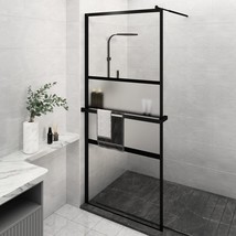  Walk-in Shower Wall with Shelf Black 39.4"x76.8" ESG Glass&Aluminum - $433.49