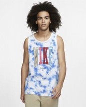 NWT men’s M/medium NIKE TIE DYE blue TANK TOP JUST DO IT JDI AMERICANA S... - £20.19 GBP