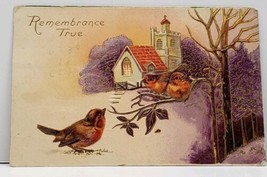 Remembrance True Lovely Church &amp; Birds Gilded Trees Embossed 1909 Postcard G12 - £3.15 GBP