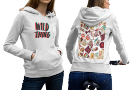 Wild Thing  White Cotton Hoodie For Women - £31.85 GBP