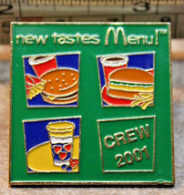 McDonalds New Tastes Menu 2001 Employee Collectible Pinback Pin Button - £8.57 GBP