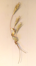 vintage Mid-cenrury Brass Metal wheat stalk wall hanging 31 inches - $13.61