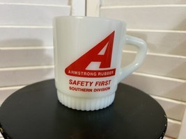 Fire King Advertising Mug ARMSTRONG RUBBER cup vintage safety award milk glass - £12.46 GBP