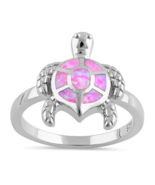 Pink Opal Turtle Ring Size 8 Solid 925 Sterling Silver with Jewelry Case - £20.50 GBP