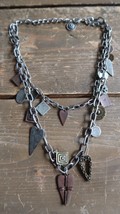 Vintage Multi Strand Heart Dangle Necklace 14&quot; - 17&quot; NB4 - $224.64 MXN