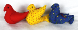 Dove Christmas Ornaments Vintage Stuffed Fabric Bird Red, Yellow &amp; Blue Floral - £14.51 GBP