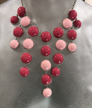 Necklace Silver Tone Pink Beads Up To 20” - £11.79 GBP