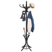 73&quot; Black Wooden Coat Rack, 12 Hooks, - £173.92 GBP