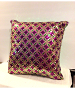 Mardi Gras PGG Dazzle Fabric Pillow - 14&quot; x 14&quot; - £18.04 GBP