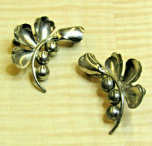 Large Chunky Vintage 925 Sterling Silver Leaf Screw Back Earrings 1.25&quot; - £14.27 GBP