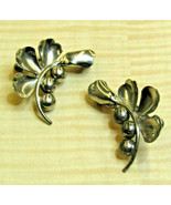 Large Chunky Vintage 925 Sterling Silver Leaf Screw Back Earrings 1.25&quot; - £13.94 GBP