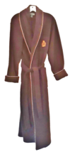 VTG Lauren Ralph Lauren Fleece Long Robe Embroidered Crest Belted Black Womens M - £77.32 GBP