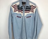 JOHNNY HALLYDAY Western Passion Denim Blue Jean American Flag Men&#39;s L - $59.35
