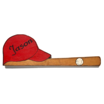 baseball fridge magnet painted wood personalized name JASON bat ball red... - £6.96 GBP