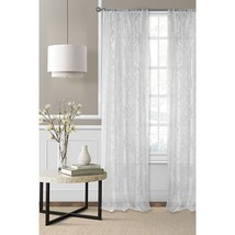 White Sheer Window Curtain Panel 95&quot;L x 52&quot;W Burnout Trellis Pattern Rod Pocket - £8.95 GBP