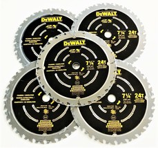 5 DEWALT 2X 7-1/4&quot; CARBIDE TIP CIRCULAR SAW BLADES 24T 24 TOOTH FRAMING ... - $91.99