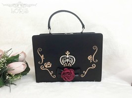 Gothic Style Purses and Handbags for Women Lolita Designer Bag Rose Decoration F - £86.88 GBP