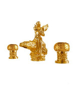 Gold finish 3 Pcs Widespread lavatory lovely Flower fairy girl Sink fauc... - £706.10 GBP