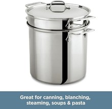 All-Clad Specialty Stainless Steel 8-Qt Multi Cooker / Pasta Pot with Lid - £73.02 GBP