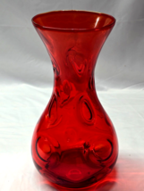 Vintage Spanish Style AMBERINA 10.75&quot; Vase - Burst Glass Bubble Pattern ... - $44.53