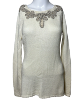 Anthropologie Angel of The North Womens SMALL Sweater Back Detail Ivory ... - £20.05 GBP