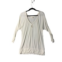 Studio Y Womens Size Large White Long Sleeve Tunic Top Shirt Pull over VNeck Rop - £15.81 GBP