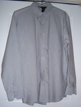 MARKS AND SPENCER Oxford Style Shirt Cotton blend L/S Gray Men&#39;s M - £18.64 GBP