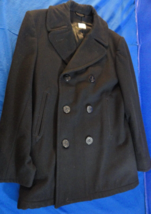 Usn U.S. Navy Issue Men&#39;s Black Wool Overcoat Peacoat 8405-01-154-5789 38R - £58.26 GBP