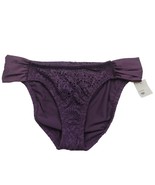 Mossimo Hipster Bikini Swim Bottom Large Purple Lace Overlay Stretch Bea... - $15.25
