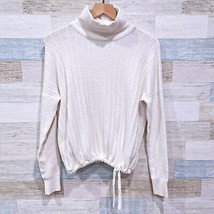 Lilla P Soft Ribbed Fleece Turtleneck Sweater White Drawcord Hem Womens ... - £31.30 GBP