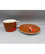 Vtg Moda Miam Miam Stone Series Brown Red Tea Cup Mug Saucer Set Abstrac... - $15.57