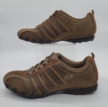 Skechers USA Womens Leather Sneaker Brown Lace Up Suede Shoe Size 8 - £14.64 GBP