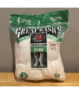 1997 Vintage Mens Fruit of the Loom Great Basics Crew 6 Pack Socks 10-13 - $29.69