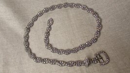Rhinestone Embellished Double Twist Chain Sparkle Buckle Belt - $59.85