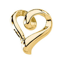 14K Yellow Gold Curled Heart Slide - £367.62 GBP