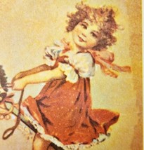Christmas Greetings Postcard Victorian Girl Hong Kong Print Vintage PCBG7D - $19.99