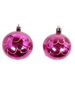 Vintage Poland Glass Ornaments Scallop 1.75&quot; Pink Glitter 50s 60s Mermaid - $21.86 CAD