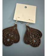Simple Bohemian Style Wooden Jewelry Trendy Female Earrings Dark Wood - $8.91
