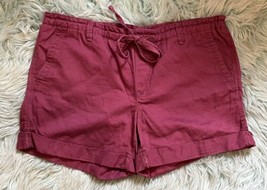 Ann Taylor Loft Shorts Size 8 Raspberry Purple Cotton Linen Blend Drawst... - £19.36 GBP