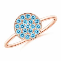 ANGARA Pave Set Round Swiss Blue Topaz Cluster Disc Ring for Women in 14K Gold - £397.92 GBP