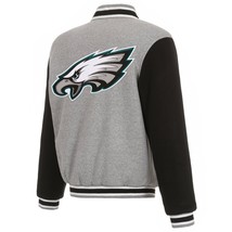 NFL Philadelphia Eagles Reversible Full Snap Fleece Jacket JHD Embroidered Logos - £107.90 GBP