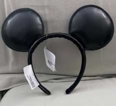 Disney Parks Mickey Mouse Black Faux Leather Ears Headband NEW image 2