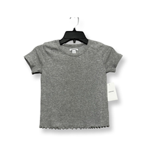 Nordstrom Girls T-Shirt Gray Lettuce Edge Basic Cotton Blend Short Sleeve M New - £8.30 GBP