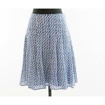 JW Collections Blue White Snake Print Fit Flare Lined Chiffon Skirt L - £14.40 GBP