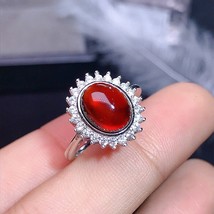 Authentic s925 silver pomegranate natural stone garnet ring - £52.60 GBP